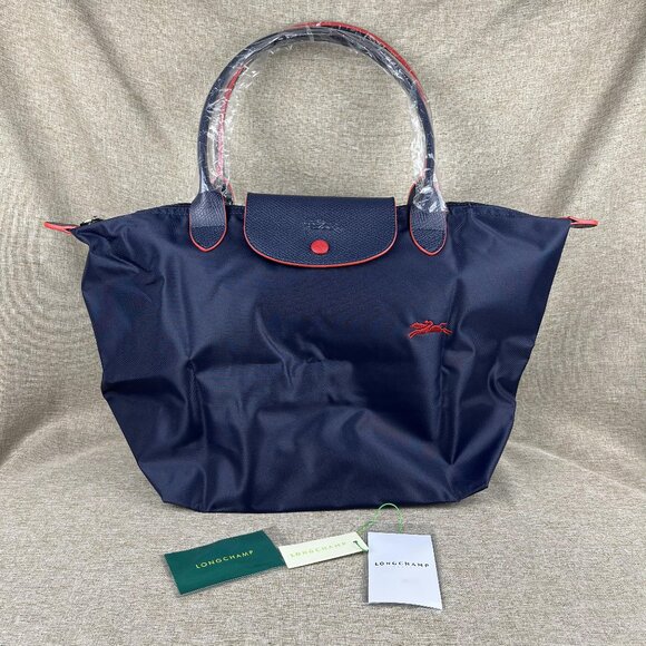 NWT Longchamp Le Pliage Original Large Shoulder Nylon Bag Tote Navy - Picture 1 of 10